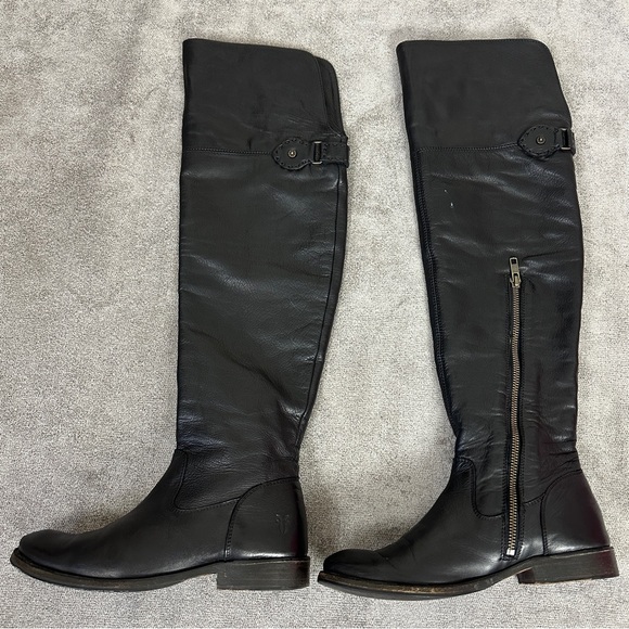 FRYE Shirley Black Leather Over the Knee Riding Boots Size 6.5 - Picture 4 of 13